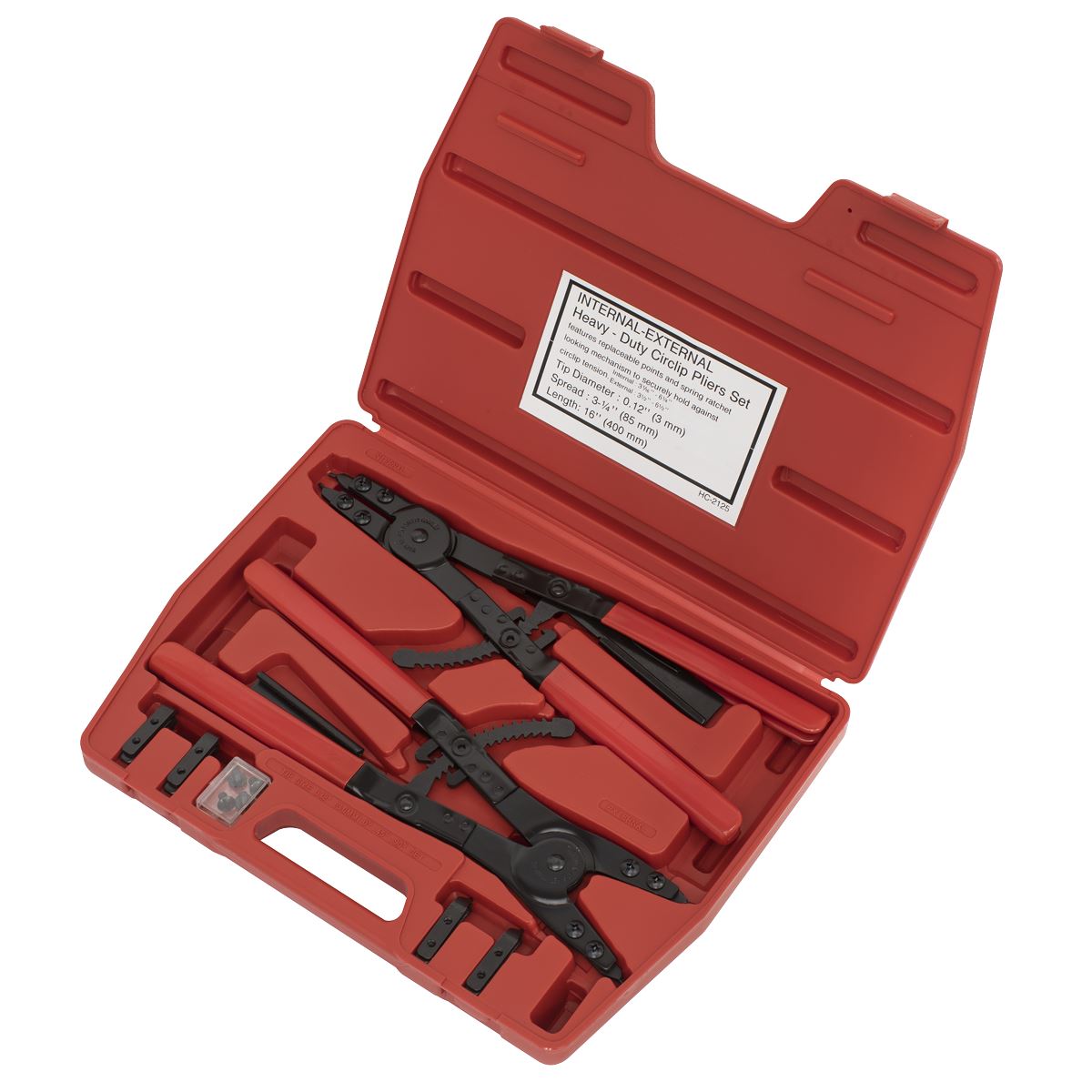 Sealey AK8501 Circlip Pliers Set Internal/External 400mm Heavy-Duty Sealey