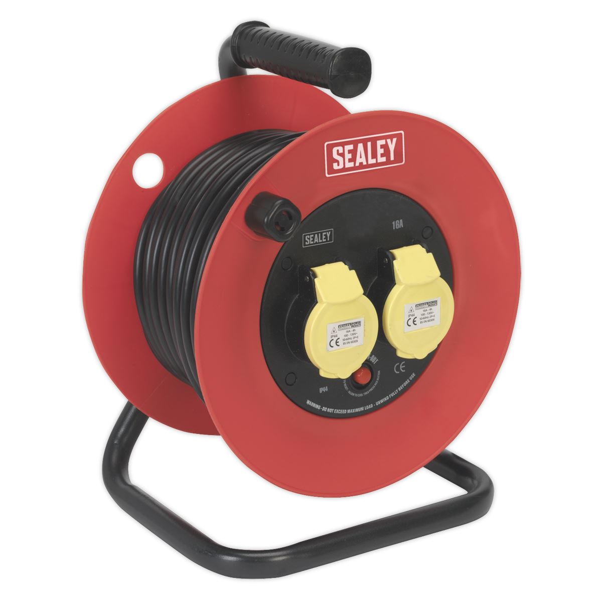 Sealey CR12515 Cable Reel 25m 2 x 110V 1.5mm² Heavy-Duty Thermal Trip Sealey