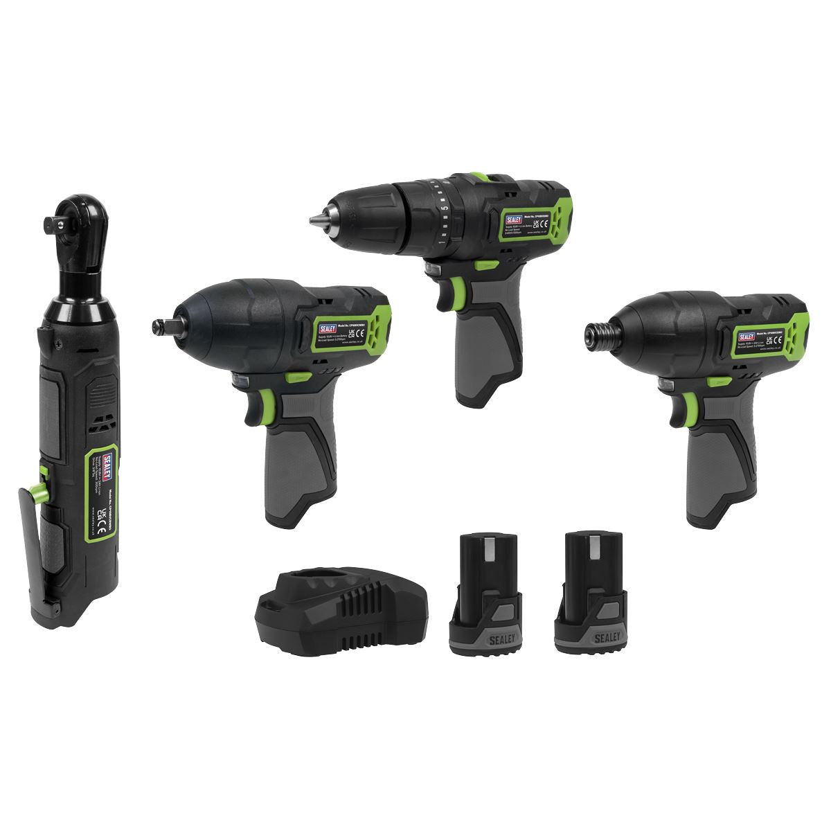 Sealey CP108VCOMBO2EU 4 x 10.8V SV10.8 Series Cordless Combo Kit - 2 Batteries & Euro Plug Sealey