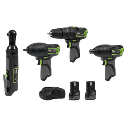 Sealey CP108VCOMBO2EU 4 x 10.8V SV10.8 Series Cordless Combo Kit - 2 Batteries & Euro Plug Sealey
