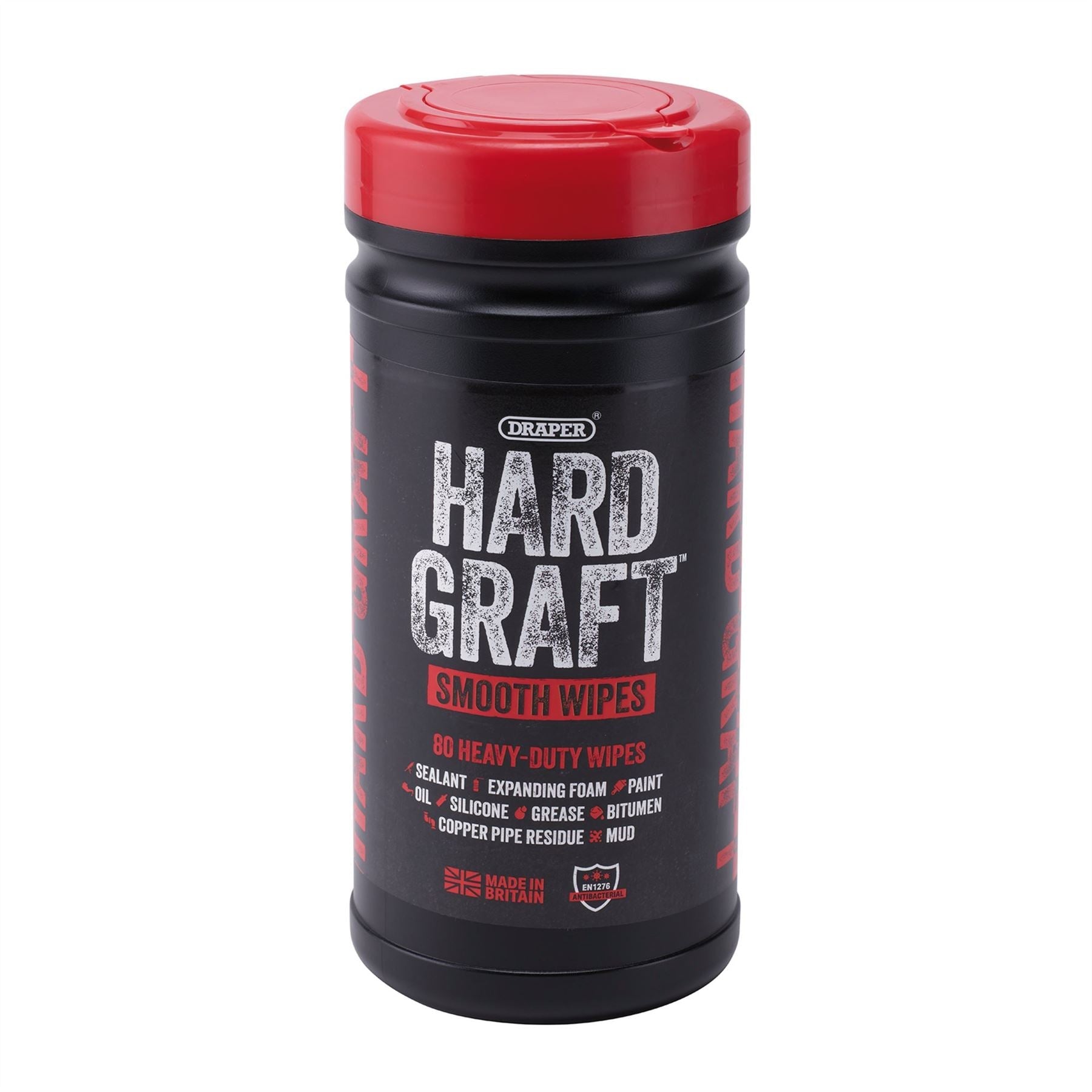 Draper 12434 Hard Graft Multipurpose Smooth Wipes Tub of 80 Draper
