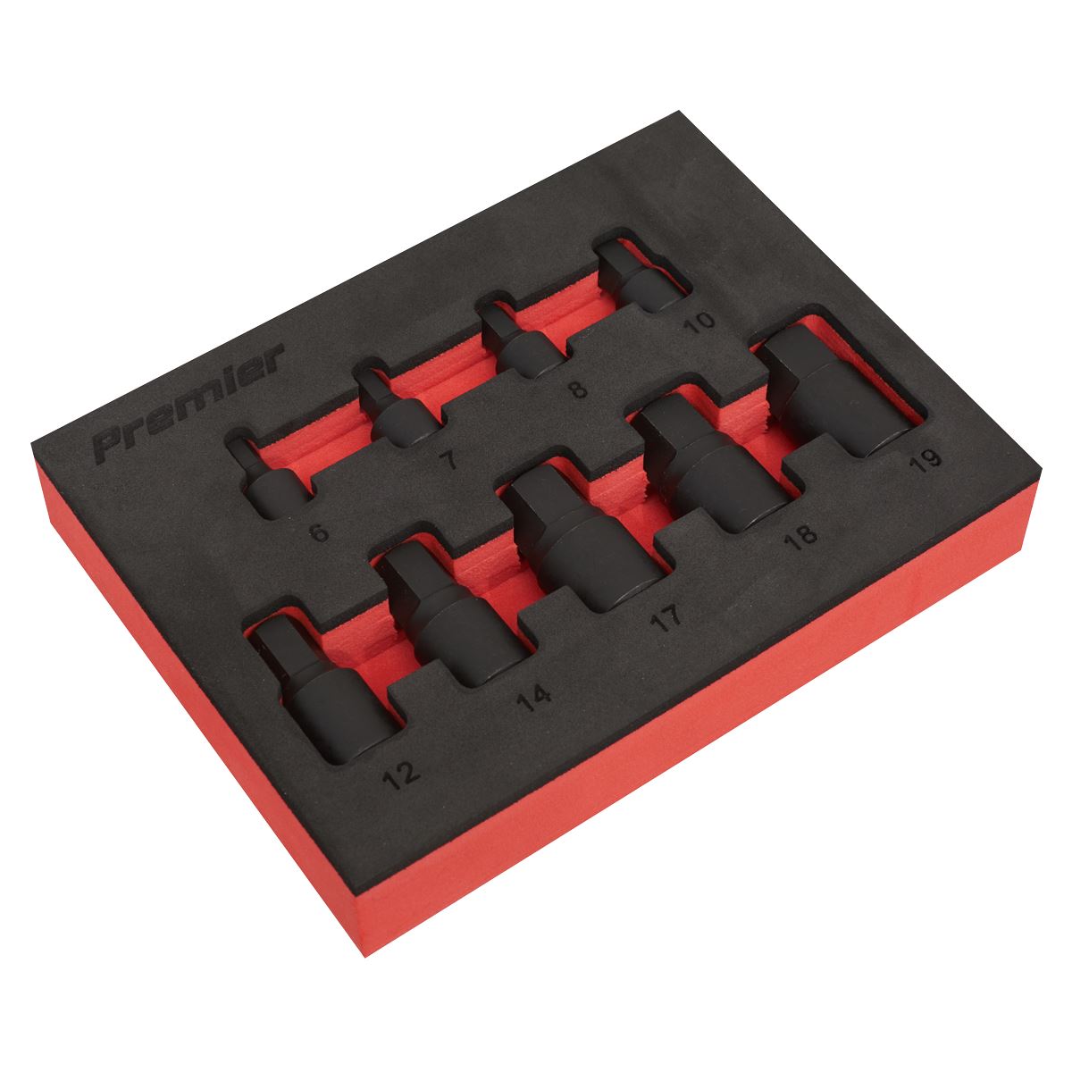 Sealey AK5525 Low Profile Impact Hex Socket Bit Set 1/4" & 3/8" Sq. Drive 9pc - Metric Sealey