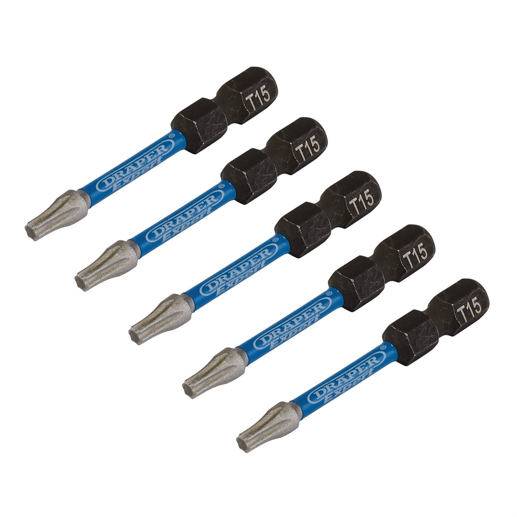 Draper 05651 Expert TX-STAR® Impact Screwdriver Bits T15 x 50mm 1/4" Hex Pack of 5 Draper