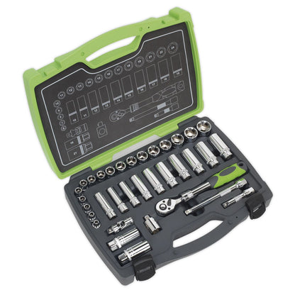 Sealey AK7960 Socket Set 34pc 3/8"Sq Drive 6pt WallDrive® Metric Sealey