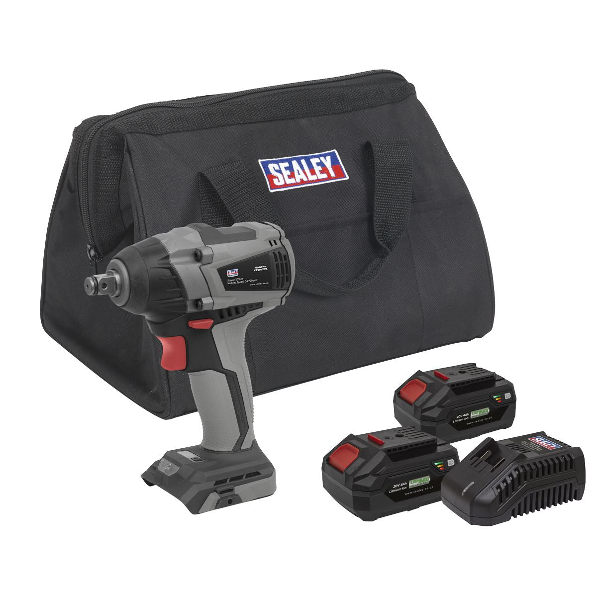 Sealey CP20VIWXKIT Brushless Impact Wrench Kit 1/2"Sq Drive 20V 4Ah SV20 Series Sealey