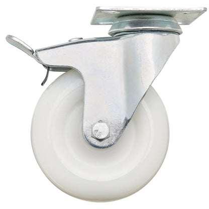 Draper 65504 Swivel Plate Fixing Nylon Wheel with Brake 100mm Diameter S.W.L. 125kg Draper