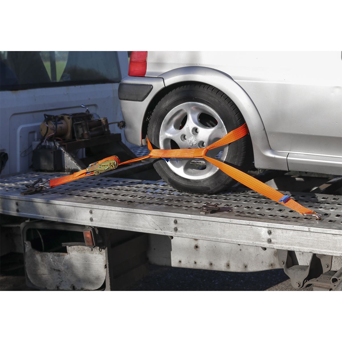 Sealey TDRWA Car Transporter Ratchet Strap 50mm x 3m Alloy Wheel - Single 5000kg Breaking Strength Sealey