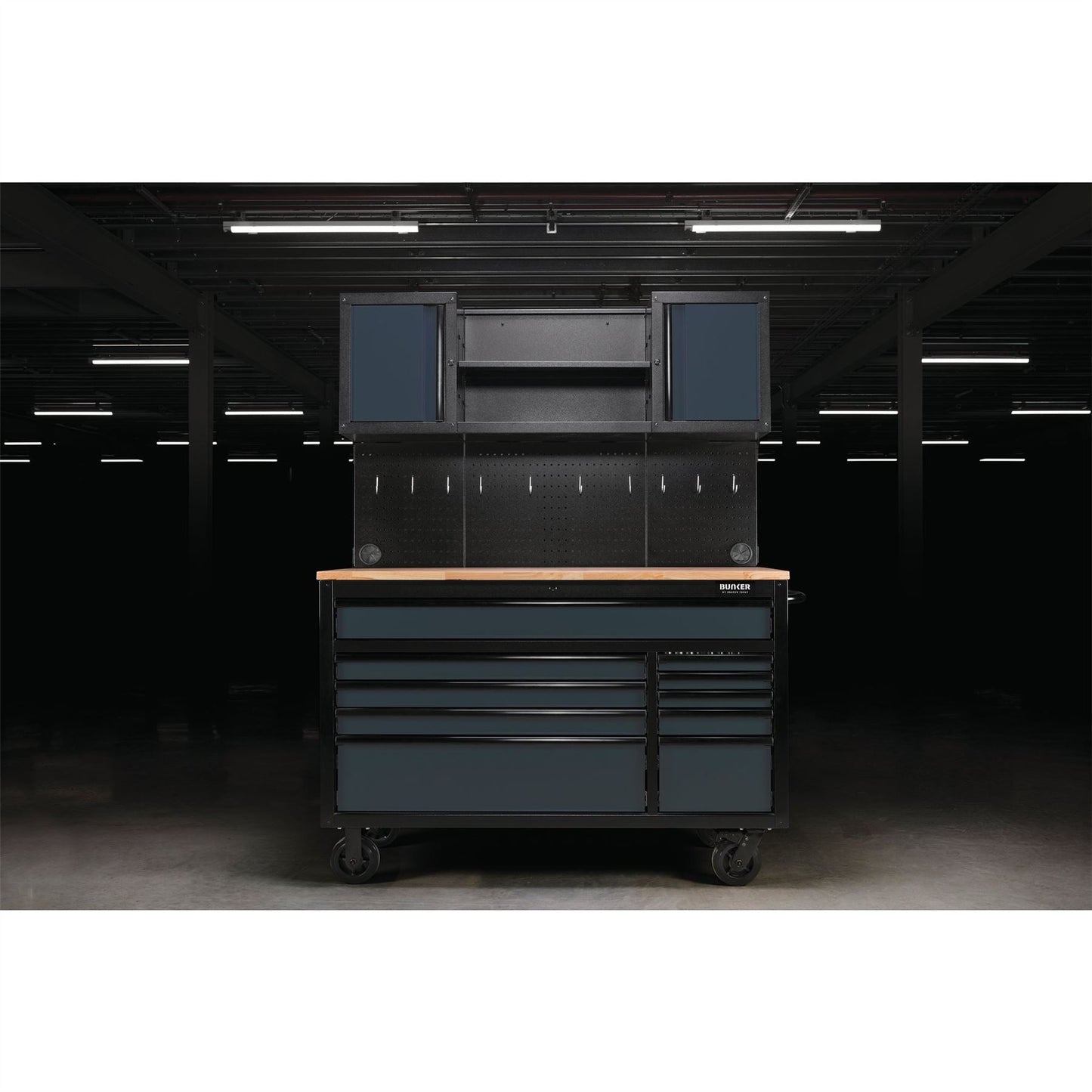 Draper 08242 BUNKER® 10 Drawer Roller Workstation with Workbench 56" Grey Draper
