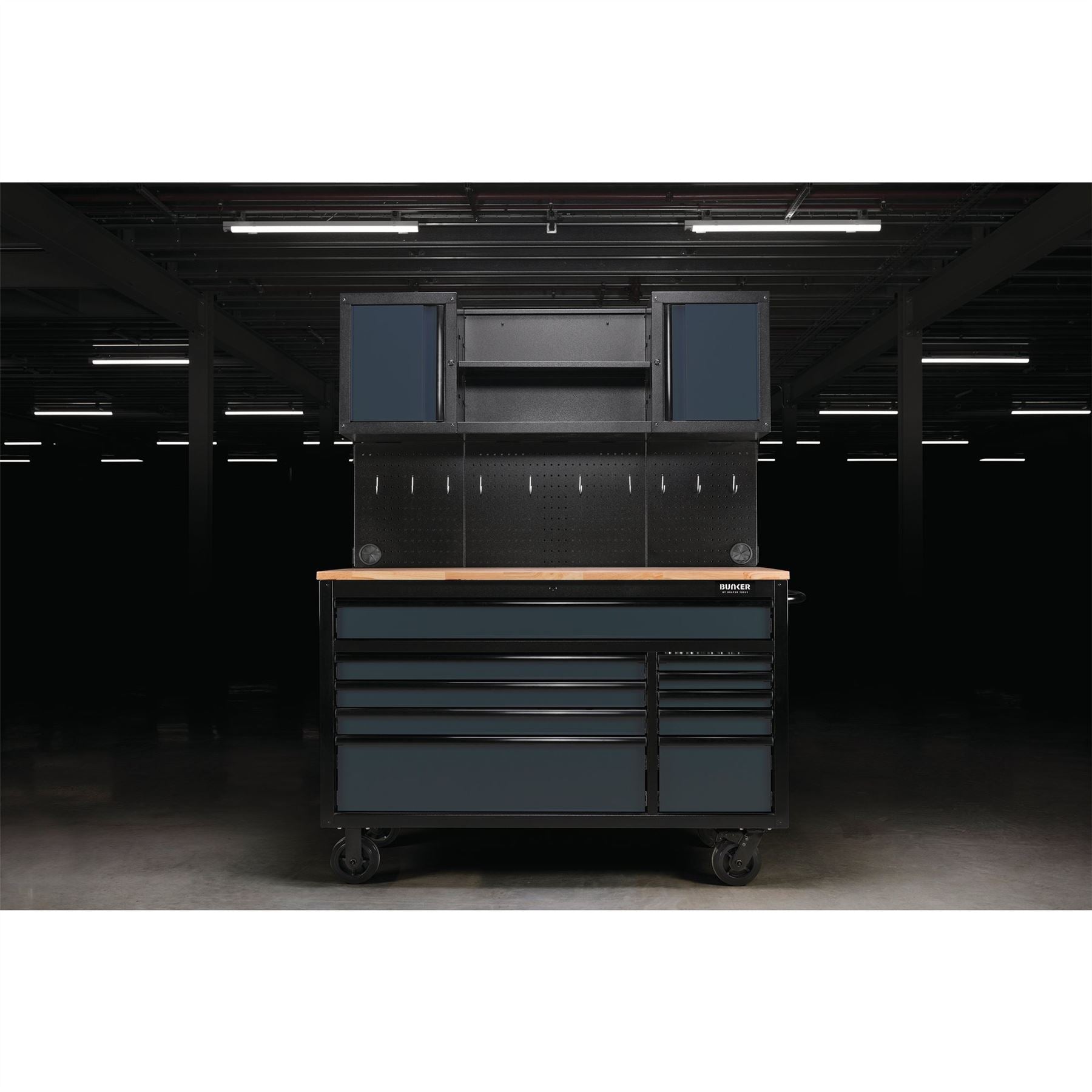 Draper 08242 BUNKER® 10 Drawer Roller Workstation with Workbench 56" Grey Draper