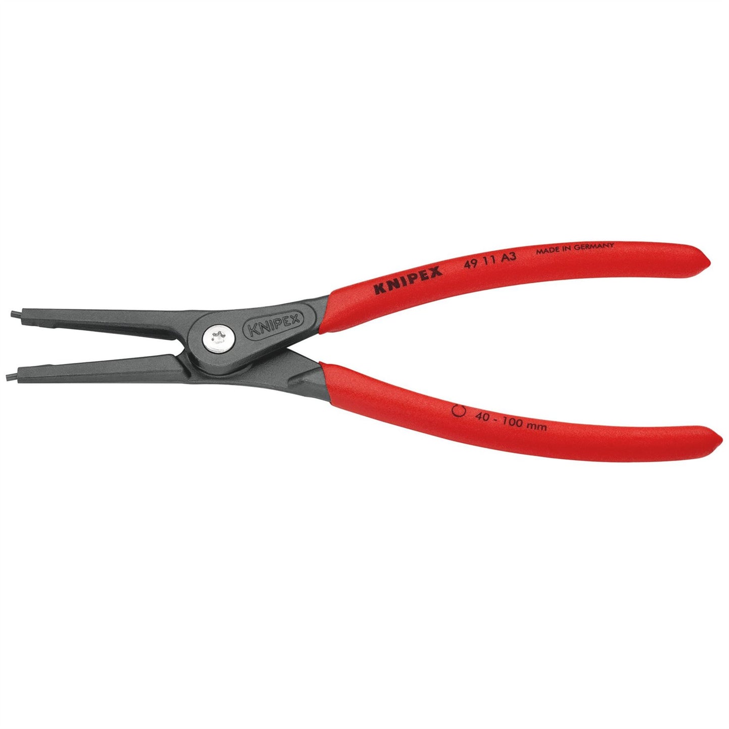 Knipex 75091 49 11 A3 SB Precision Circlip Pliers for external circlips on shafts with non-slip plastic coating grey atramentized 225mm Knipex