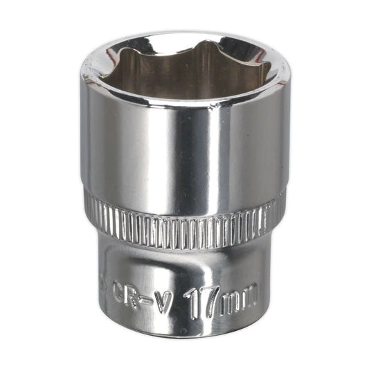 Sealey SP3817 WallDrive® Socket 17mm 3/8"Sq Drive Fully Polished Sealey