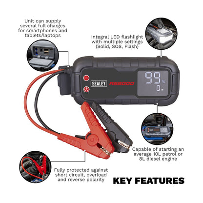 Sealey RS2000 RoadStart® 2000A 12V Jump Starter Power Pack Sealey
