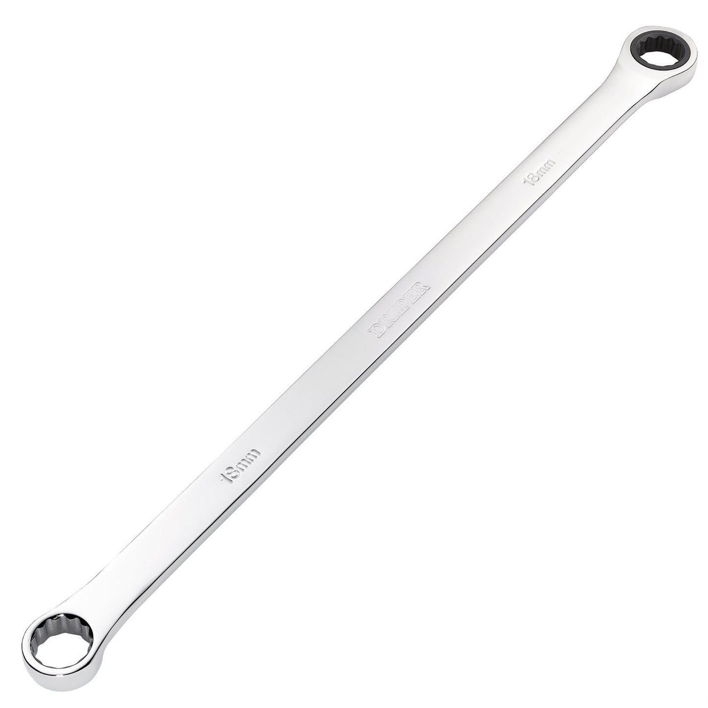 Draper 27776 HI-TORQ® Metric Extra-Long Double Ring Ratchet Spanner 18mm Draper