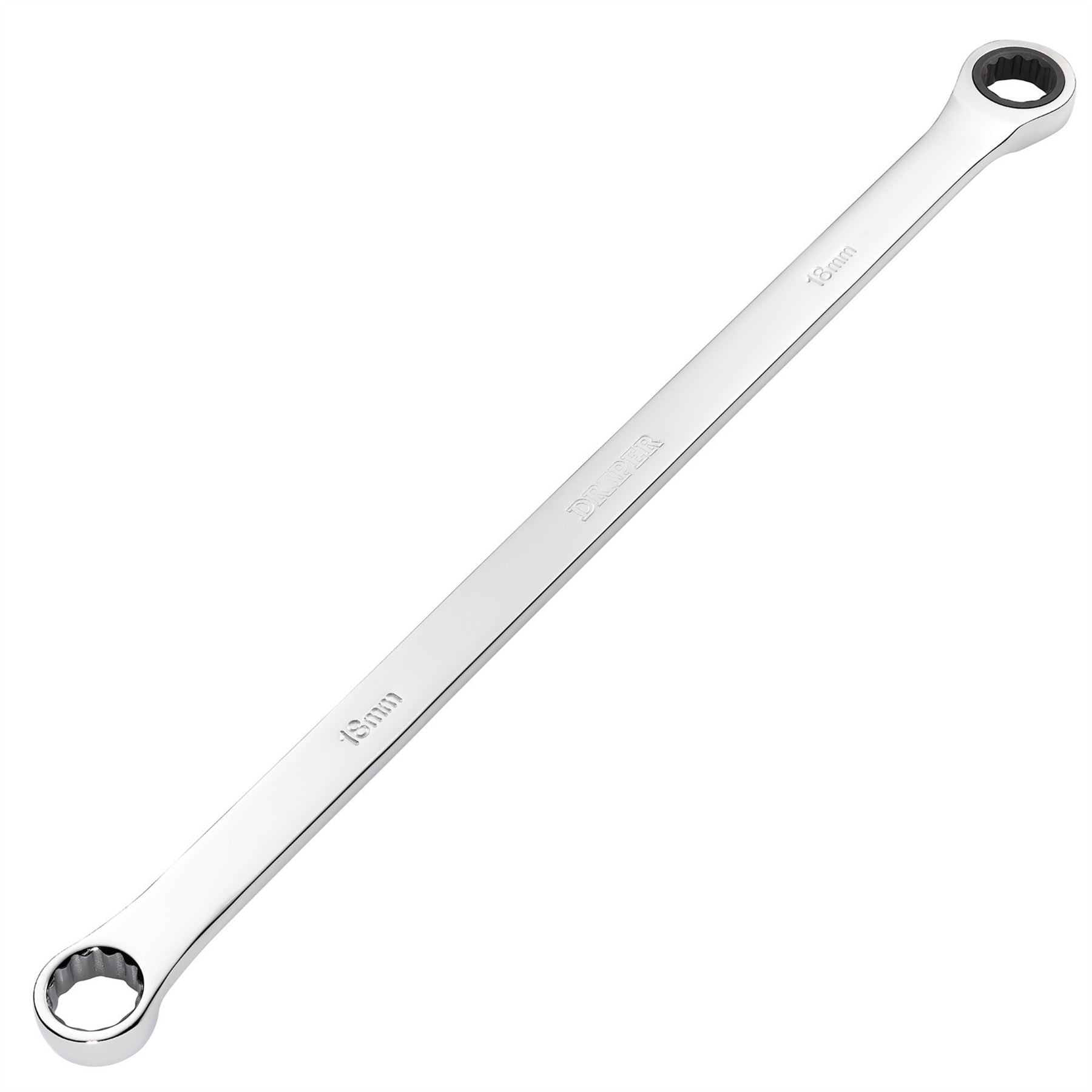 Draper 27776 HI-TORQ® Metric Extra-Long Double Ring Ratchet Spanner 18mm Draper