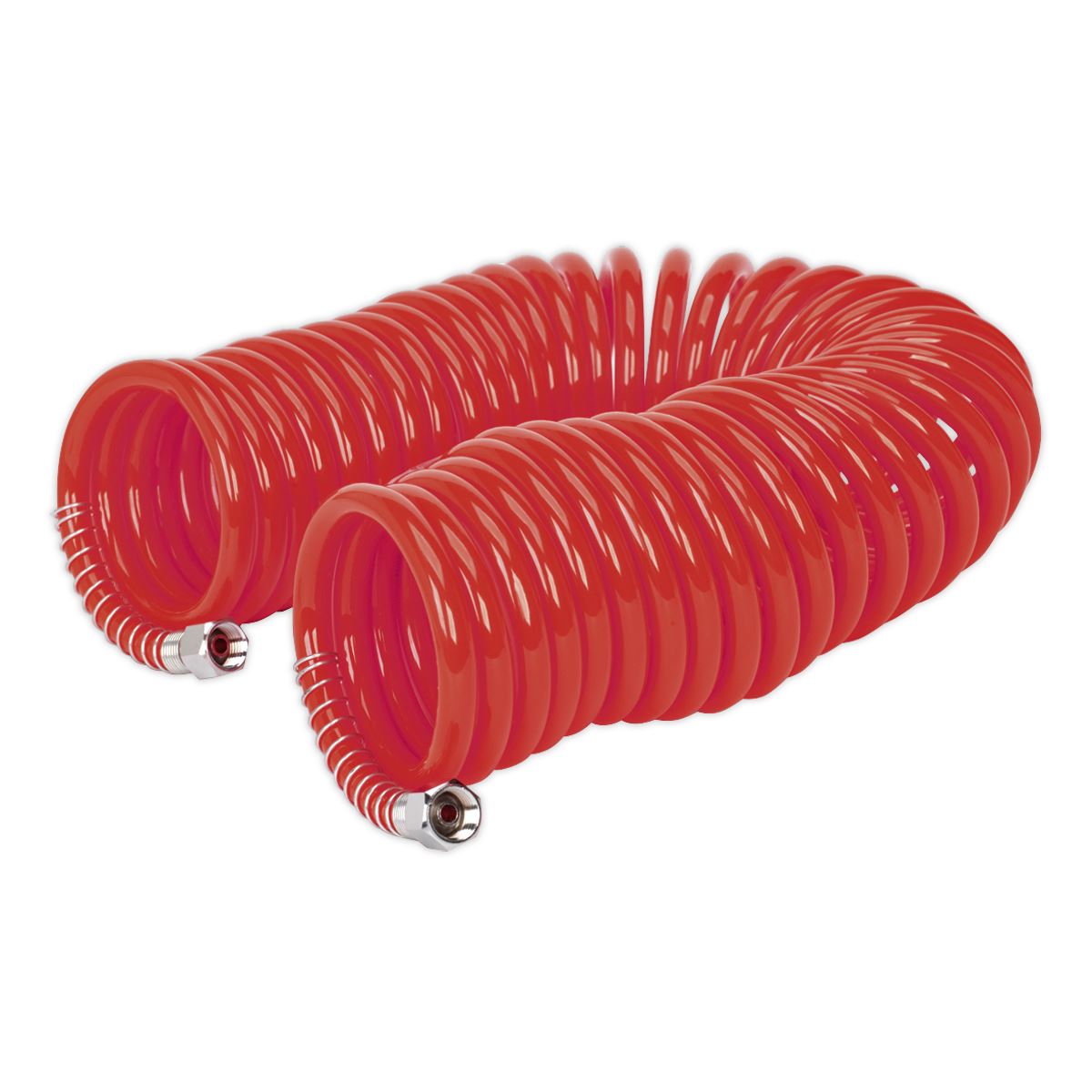 Sealey AH10C/6 PU Coiled Air Hose 10m x Ø6mm with 1/4"BSP Unions Sealey