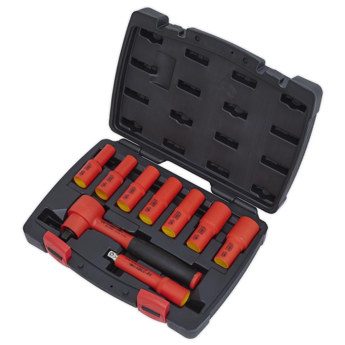 Sealey AK7942 Insulated Socket Set 9pc 3/8"Sq Drive 6pt WallDrive® VDE Approved Sealey
