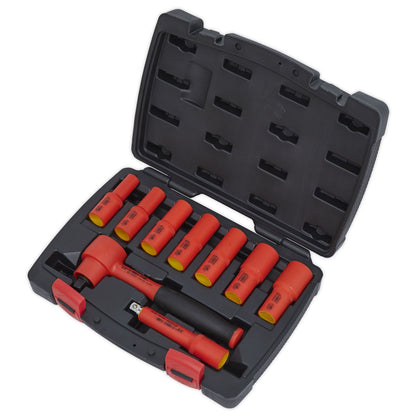 Sealey AK7942 Insulated Socket Set 9pc 3/8"Sq Drive 6pt WallDrive® VDE Approved Sealey