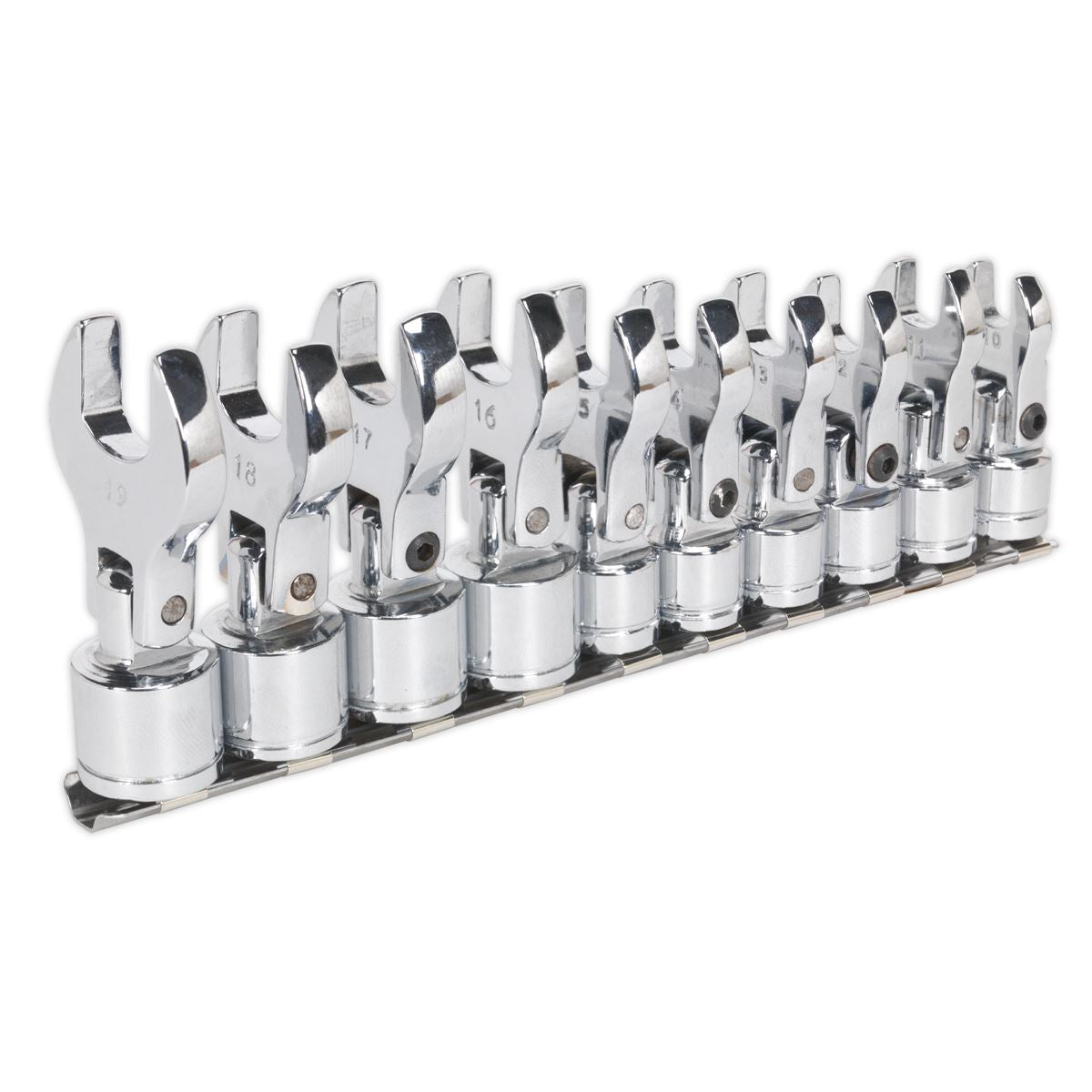 Siegen S01043 Flexible Crow's Foot Open-End Spanner Set 10pc 3/8"Sq Drive Metric Siegen