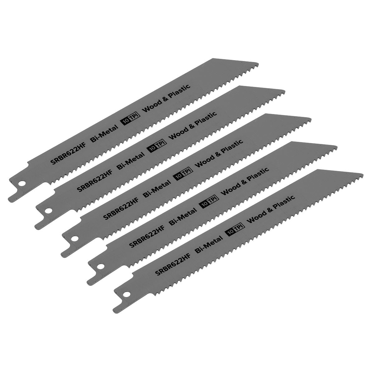 Sealey SRBR622HF Reciprocating Saw Blade Wood & Plastics 150mm 10tpi - Pack of 5 Sealey