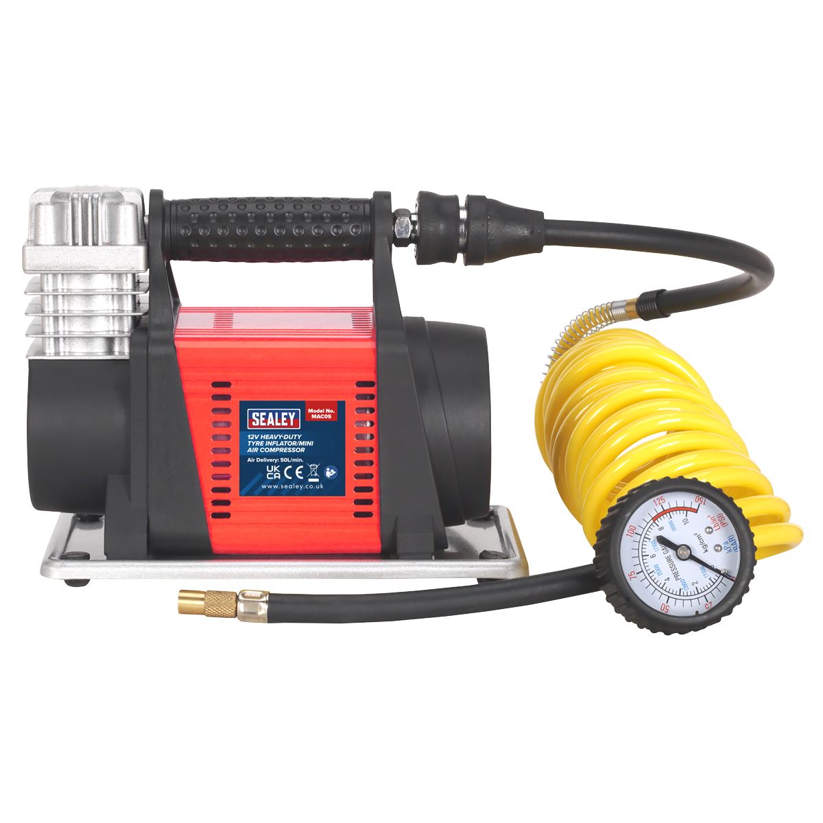 Sealey MAC05 Tyre Inflator/Mini Air Compressor 12V Heavy-Duty Sealey