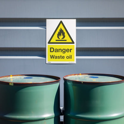 Sealey SS60P10 Warning Safety Sign - Danger Waste Oil - Rigid Plastic - Pack of 10 Sealey