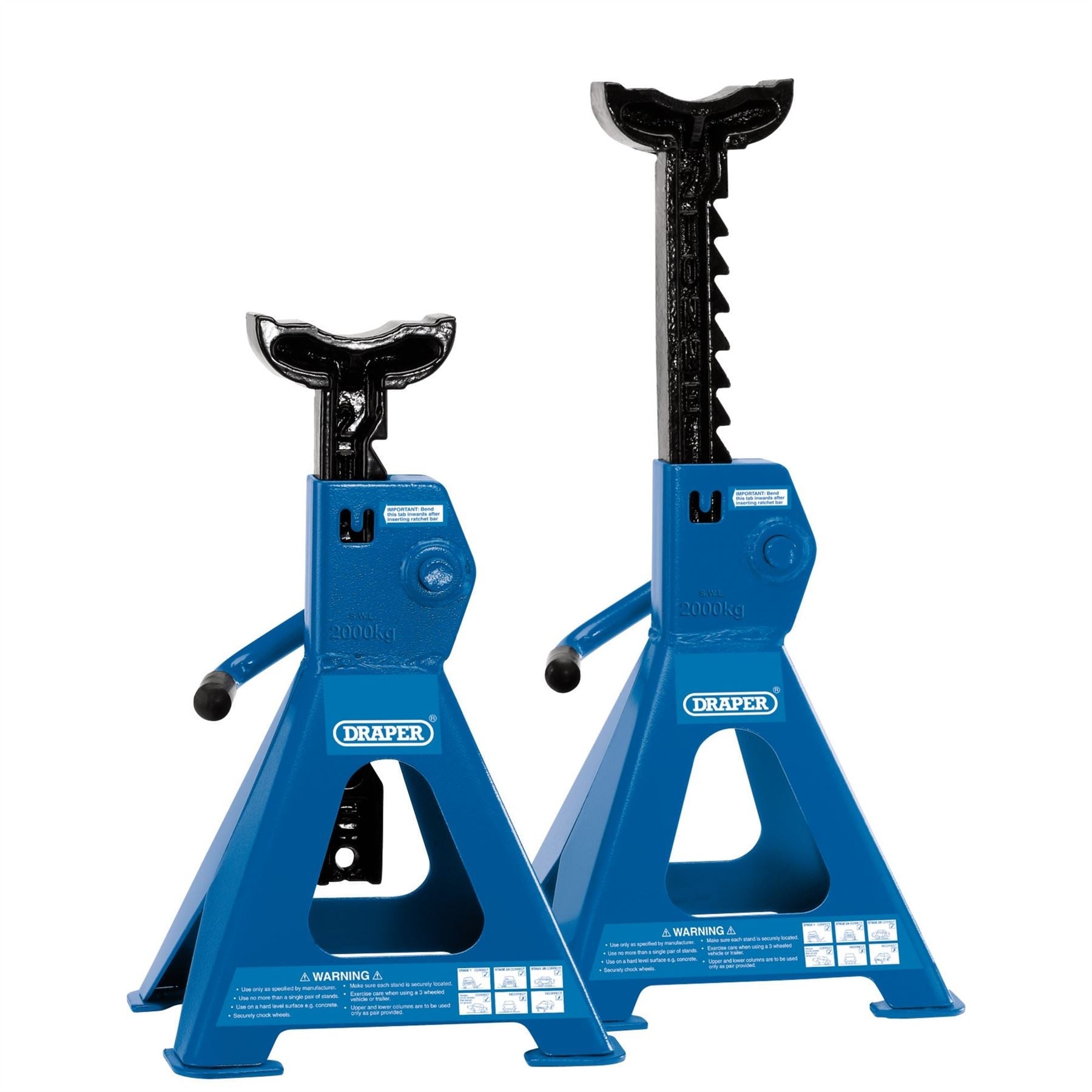 Draper 30878 Ratcheting Axle Stands 2 Tonne Pair Draper
