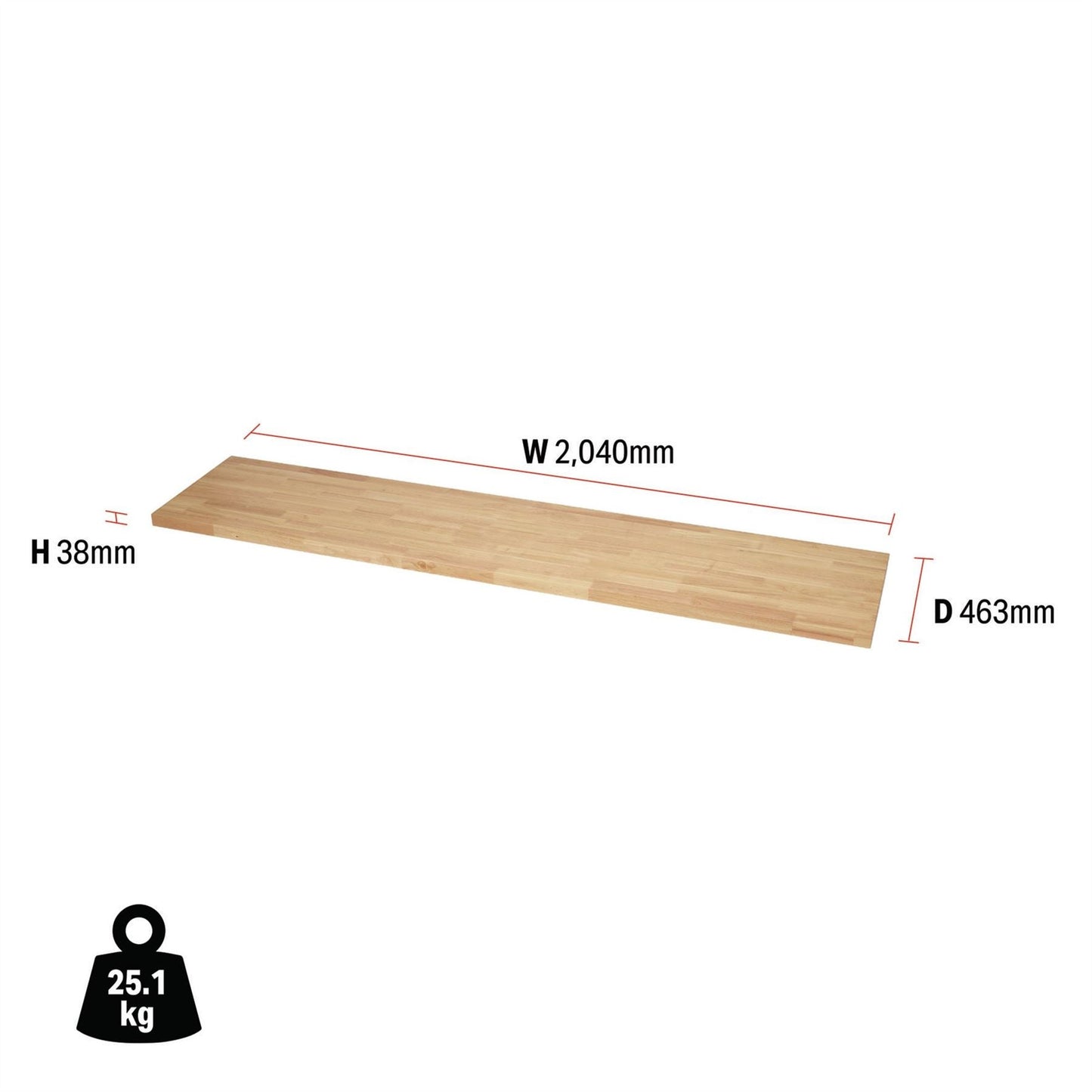 Draper 33192 BUNKER® Modular Hardwood Worktop 2040mm Draper