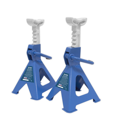 Sealey VS2002BL Ratchet Type Axle Stands (Pair) 2 Tonne Capacity per Stand - Blue Sealey