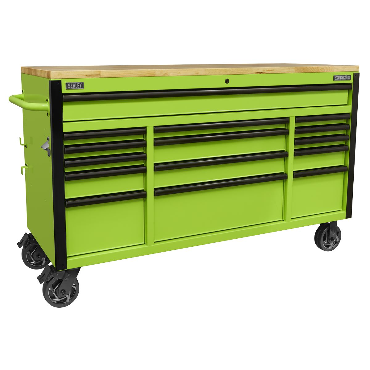 Sealey AP6115BE 15 Drawer Mobile Trolley with Wooden Worktop 1549mm Sealey