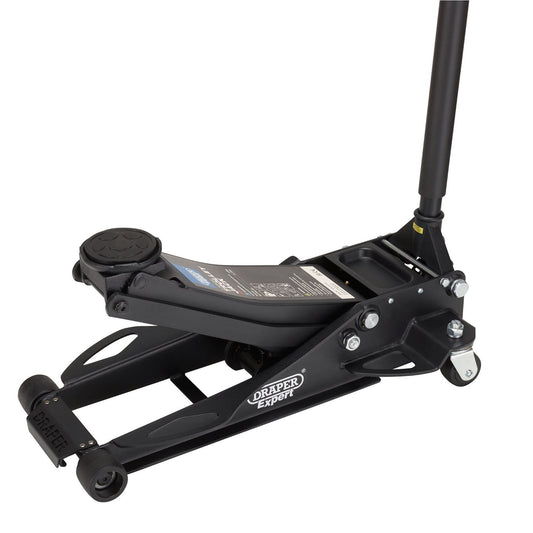 Draper 28464 Expert Professional Low Profile Fast Lift Garage Trolley Jack 3 Tonne Black Draper