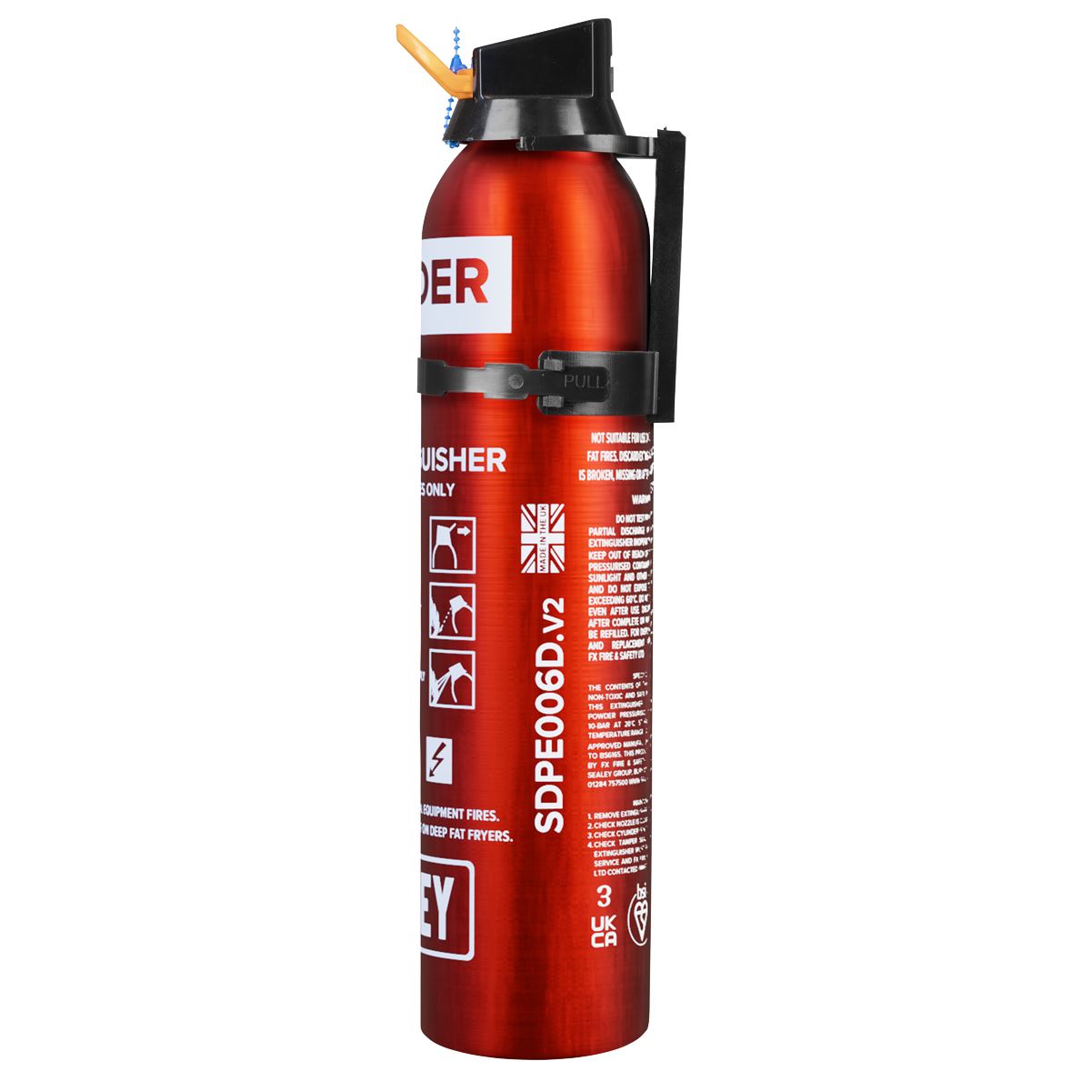 Sealey SDPE006D Fire Extinguisher 0.6kg Dry Powder - Disposable Sealey