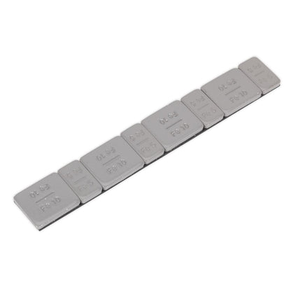 Sealey WWSA510PC Wheel Weight 5 & 10g Adhesive Zinc Plated Plastic Coated Strip of 8 (4 x Each Weight) Pack of 100 Sealey