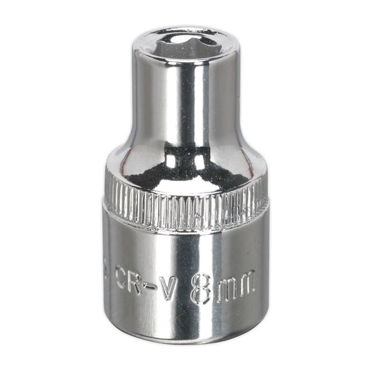 Sealey SP1208 WallDrive® Socket 8mm 1/2"Sq Drive Fully Polished Sealey