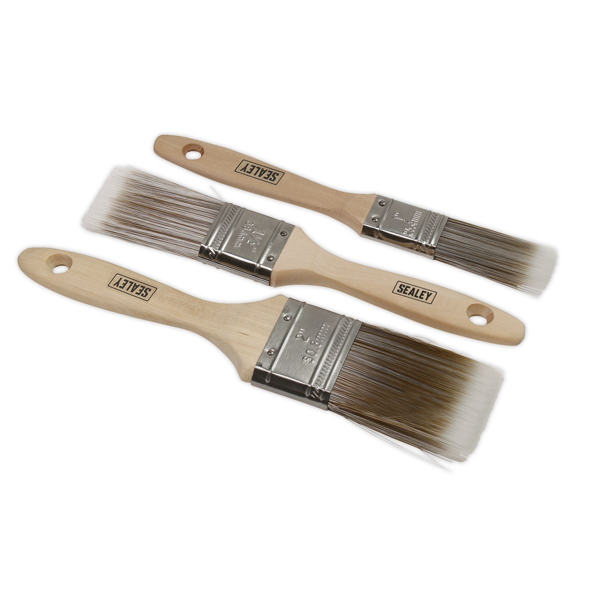 Sealey SPBS3W Wooden Handle Paint Brush Set 3pc Sealey