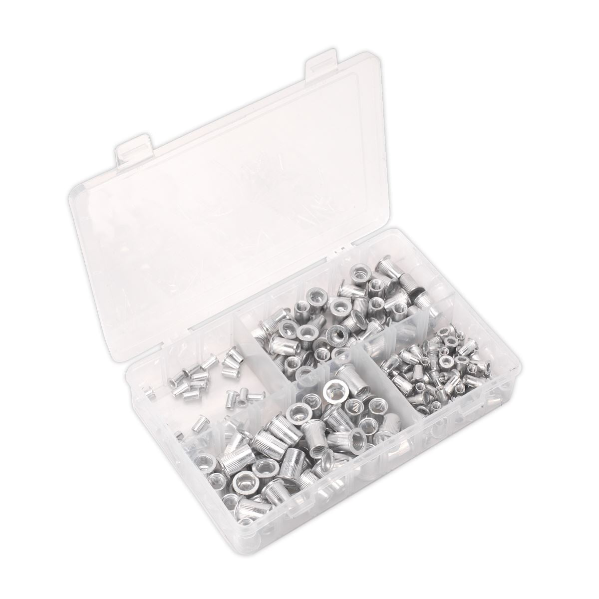 Sealey AB073TI Threaded Insert (Rivet Nut) Assortment 200pc M4-M8 Splined Metric Sealey