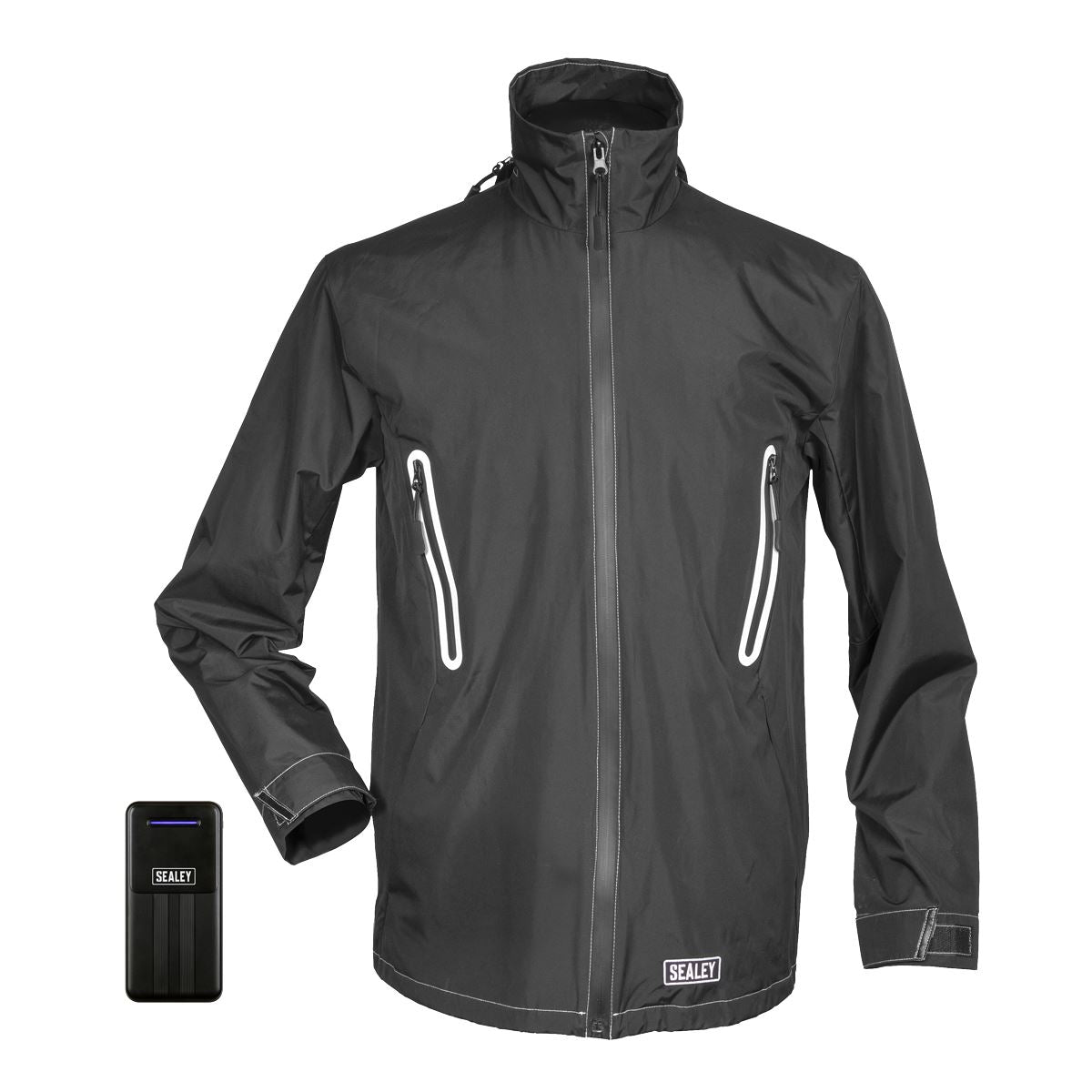 Sealey HJ06KIT 5V Heated Rain Jacket - Medium with Power Bank 20Ah Sealey