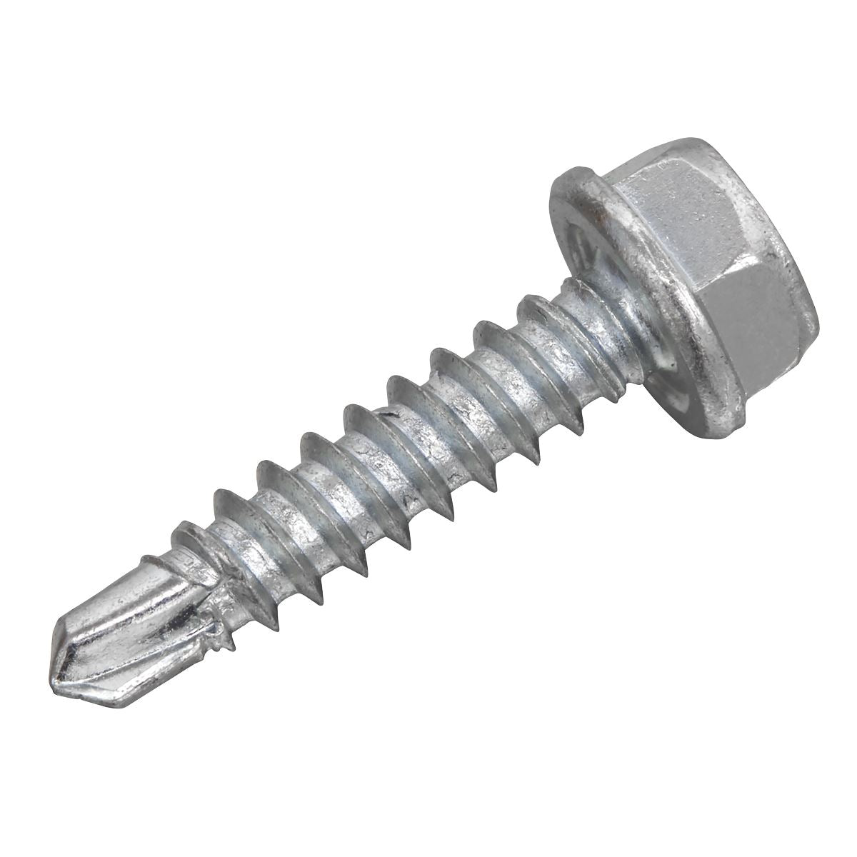 Sealey SDHX4219 Self-Drilling Screw 4.2 x 19mm Hex Head Zinc Pack of 100 Sealey