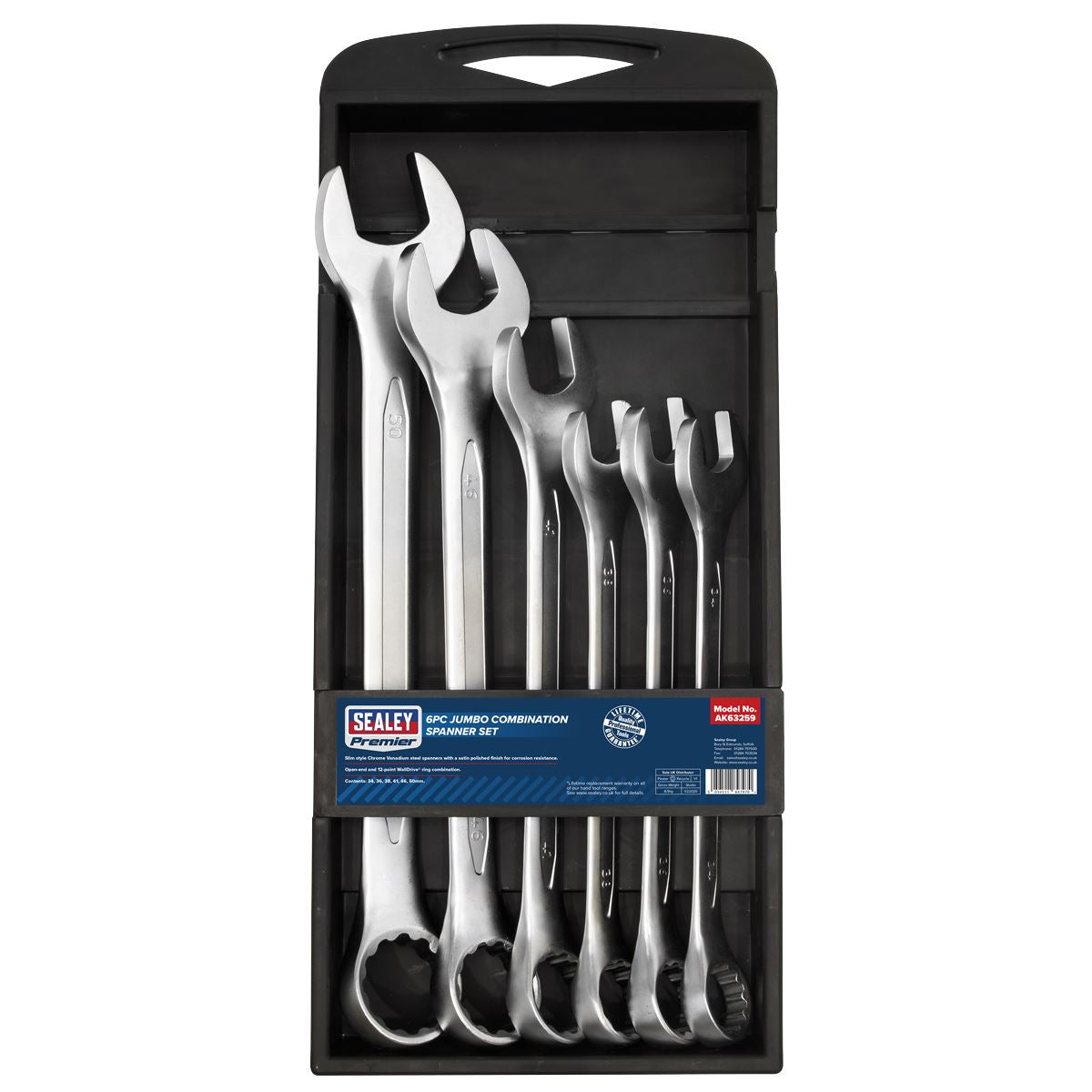 Sealey AK63259 Combination Spanner Set 6pc Jumbo Metric Sealey