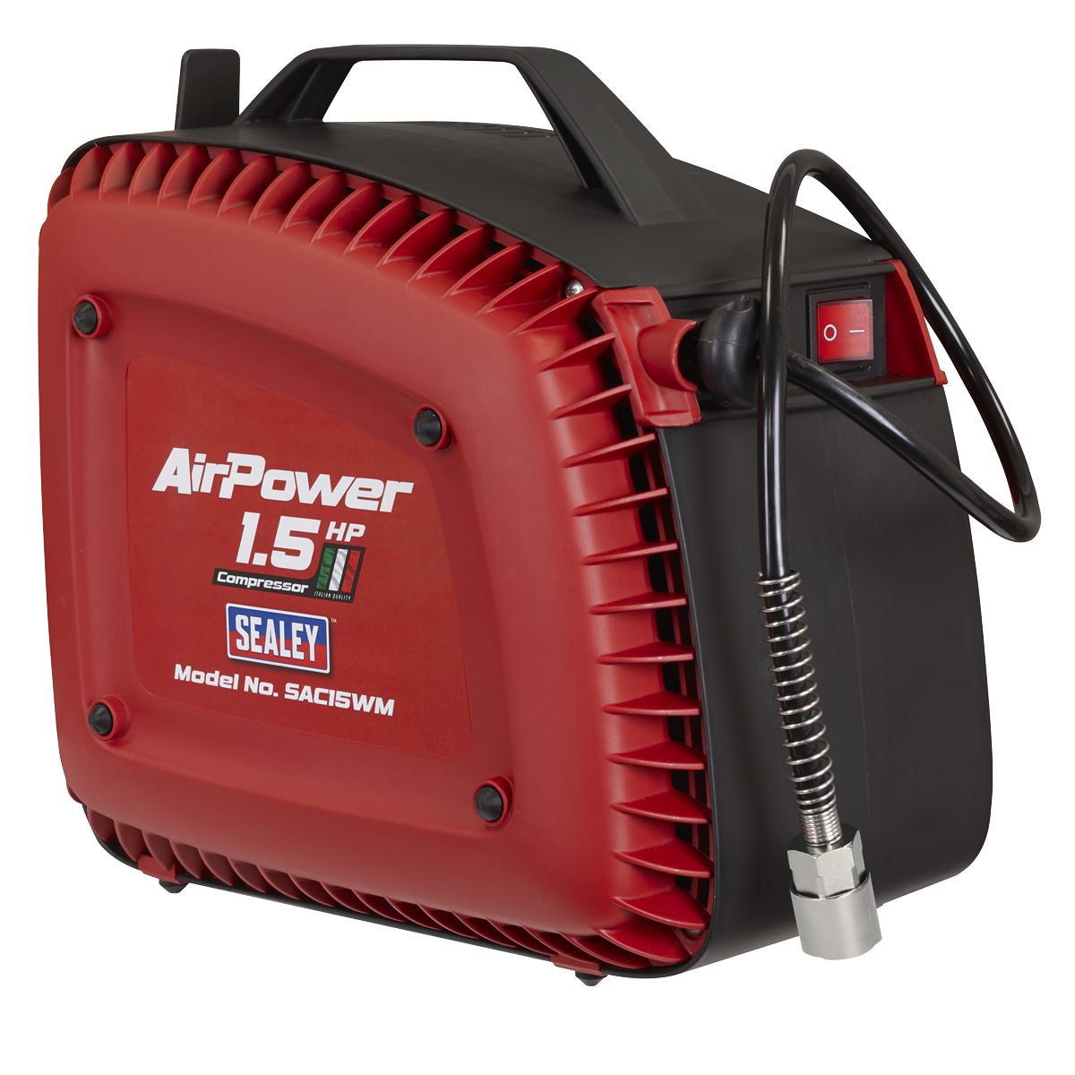 Sealey SAC15WM Wall Mounting Oil Free Air Compressor 1.5hp with 7m Retractable Hose Reel Sealey