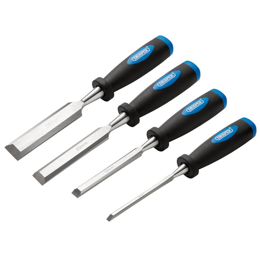 Draper 83351 Soft Grip Bevel Edge Wood Chisel Set 4 Piece Draper