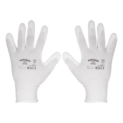 Sealey SSP50L/6 White Precision Grip Gloves - (Large) - Pack of 6 Pairs Sealey