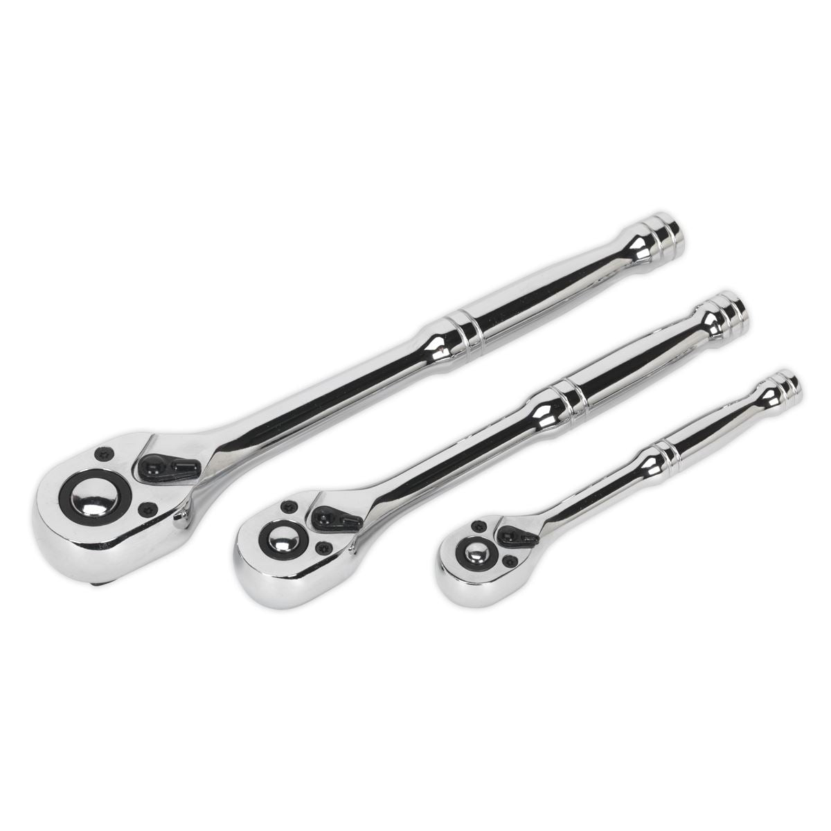 Sealey AK6672 Ratchet Wrench Set 3pc Pear-Head Flip Reverse Sealey