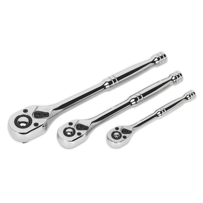 Sealey AK6672 Ratchet Wrench Set 3pc Pear-Head Flip Reverse Sealey