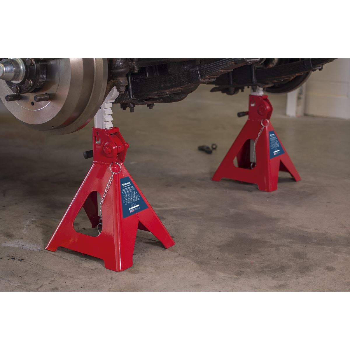 Sealey AAS5000 Auto Rise Ratchet Axle Stands (Pair) 5 Tonne Capacity per Stand Sealey