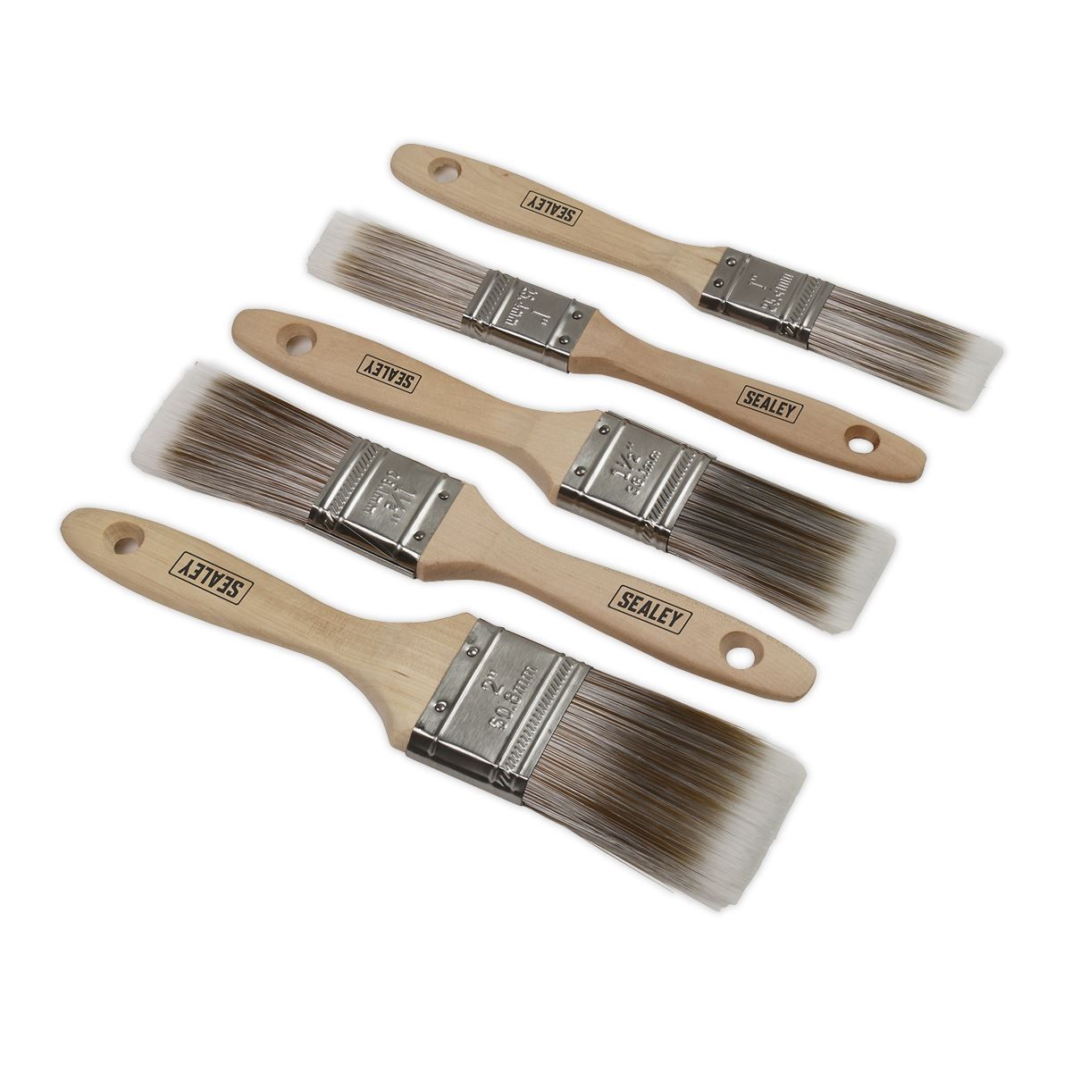 Sealey SPBS5W Wooden Handle Paint Brush Set 5pc Sealey