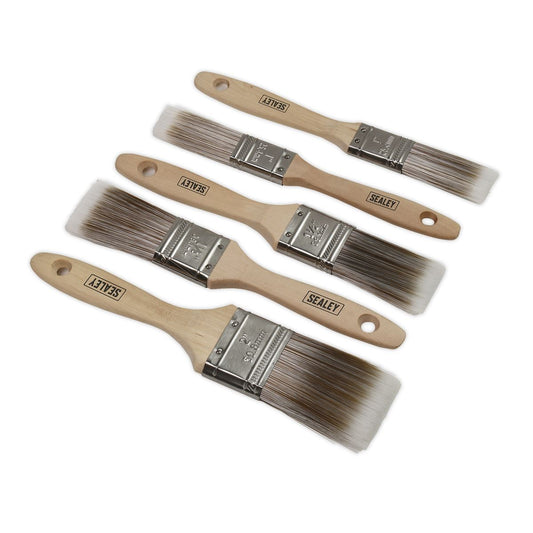 Sealey SPBS5W Wooden Handle Paint Brush Set 5pc Sealey