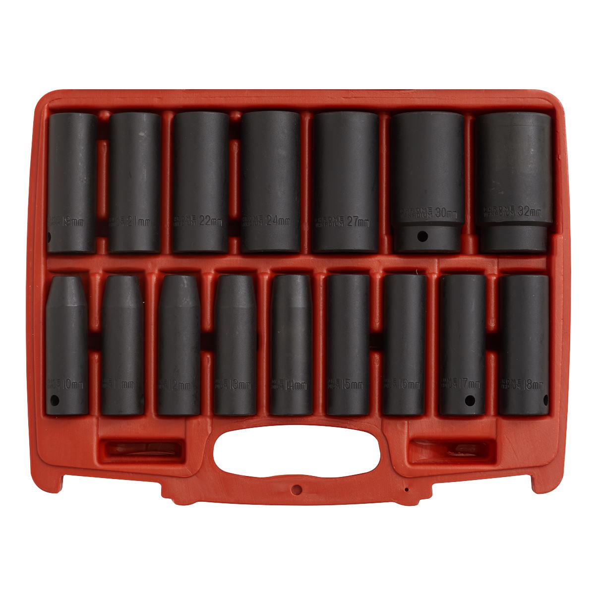 Sealey AK5816M Impact Socket Set 16pc 1/2"Sq Drive Deep Metric Sealey