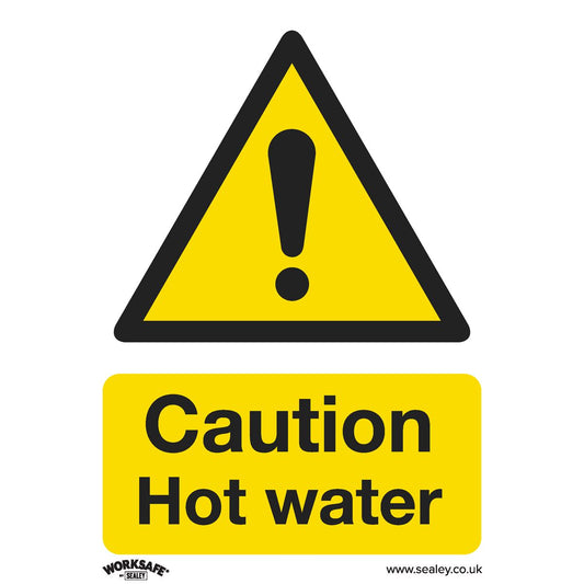 Sealey SS38P1 Warning Safety Sign - Caution Hot Water - Rigid Plastic Sealey