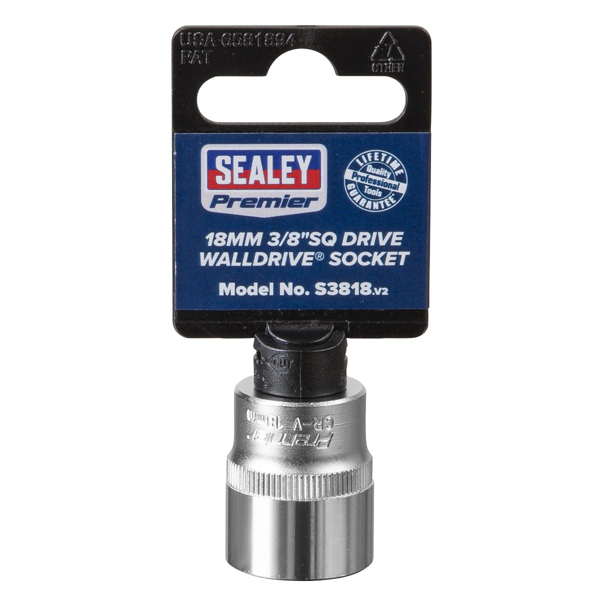 Sealey S3818 WallDrive® Socket 18mm 3/8"Sq Drive Sealey