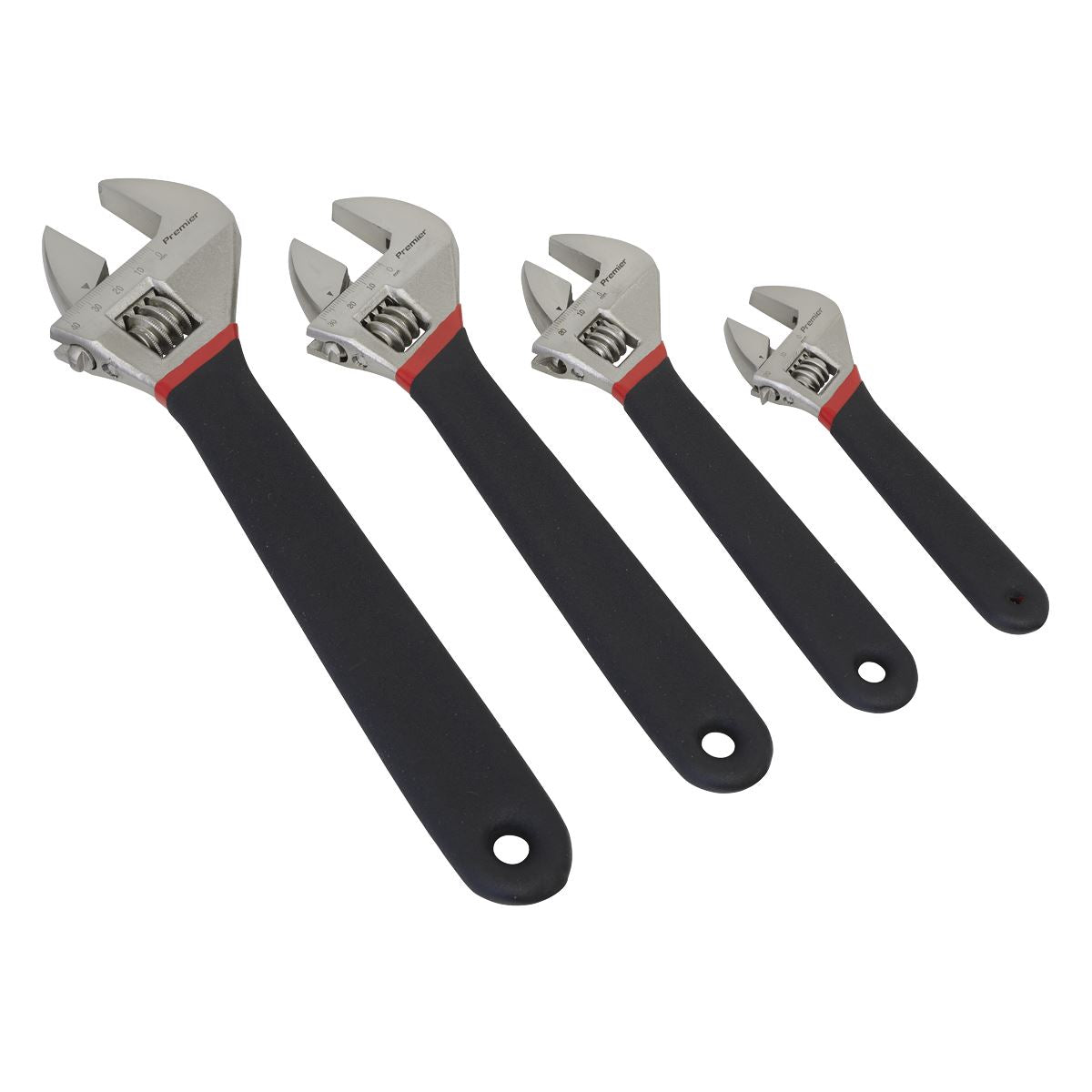 Sealey AK9935 Adjustable Wrench Set 4pc Ni-Fe Finish Sealey